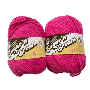 Lot of 2 Lily Cotton Sugar 'n Cream Super Size Hot Pink 18416 4 oz 113 g Canada